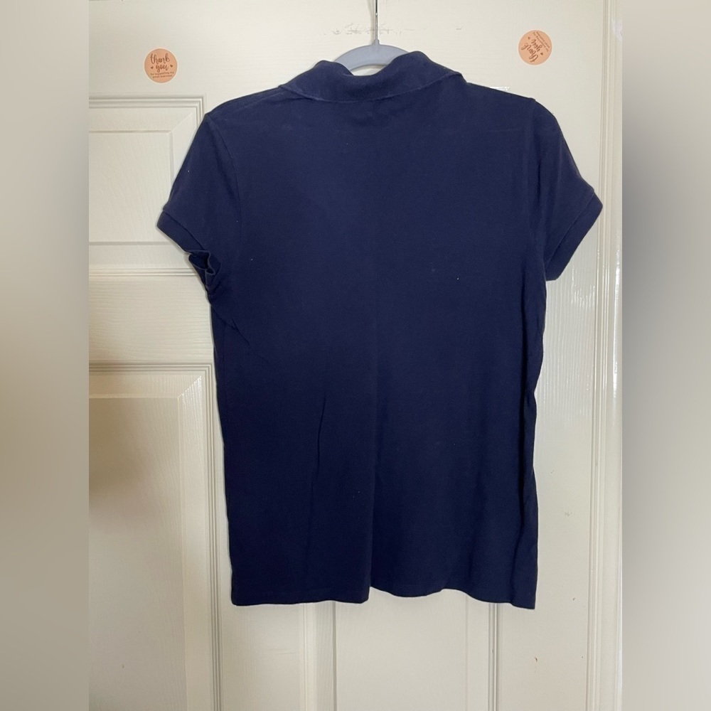 Lacoste Womens Dark blue Knit 1/4 Button Down Solid Polo Top Shirt size 40  - Picture 9 of 9